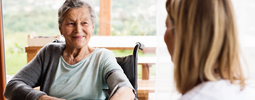 Life Assure Health Visitor With Senior In Wheelchair Hero